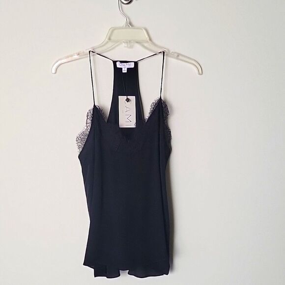 NWT S Lace Cami NYC Black Camisole RacerBack Tank Top Dainty Coquette Feminine - Picture 1 of 13